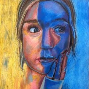 Youth Oil Self-Portrait Painting with Sky Vance
